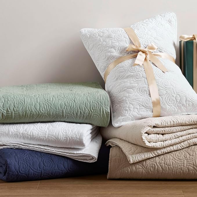 Madison Park Twin Quilt Bedding Set, Cottage-Inspired Damask, Classic Stitch - Image 9