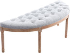 chairus 55" Button Tufted Semi-Circle Dining Bench Linen Halfmoon Entryway by CHAIRUS