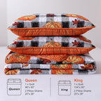 Anibedding Fall Patchwork Quilt Queen Size, Soft Pumpkins Maple Leaves Themed - Image 7