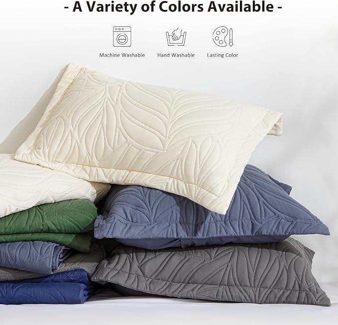 EXQ Home Quilt Set Full Queen Size Navy 3 Piece, Lightweight Soft Coverlet - Image 7