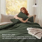Bedsure California King Comforter Set, Dark Green Soft Prewashed Bedding - Image 3