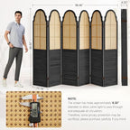 Wood Room Divider 6 Panel, Folding Privacy Screen, Rattan Room Divider Wall - Image 2