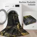 3x14 Washable Runner Rug：Modern Abstract Soft Carpet Black Gold | - Image 6
