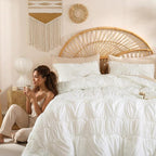 JANZAA King Size Quilt, Cream White King Quilt Bedding Set - Image 4
