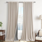 Linen 100% Blackout Curtains 84 Inch Length 2 Panels by Guken