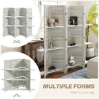 HOMCOM Room Divider with Shelves, 5 Panel, Distressed White | Wood Privacy - Image 6