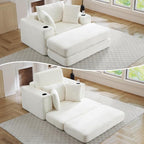 Oversized Chaise Lounge Chair Indoor, 52.4"W Corduroy Upholstered Fluffy Comfy - Image 9