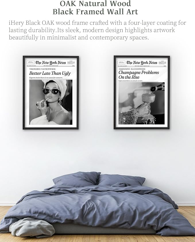 iHery 12x16in Audrey Hepburn Better Late Than Ugly Framed Bathroom Art | - Image 7