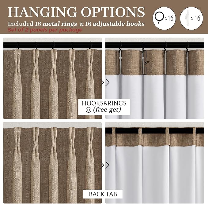 Blackout Double Layer Thick Linen Curtains 108 Inches Long - Image 8