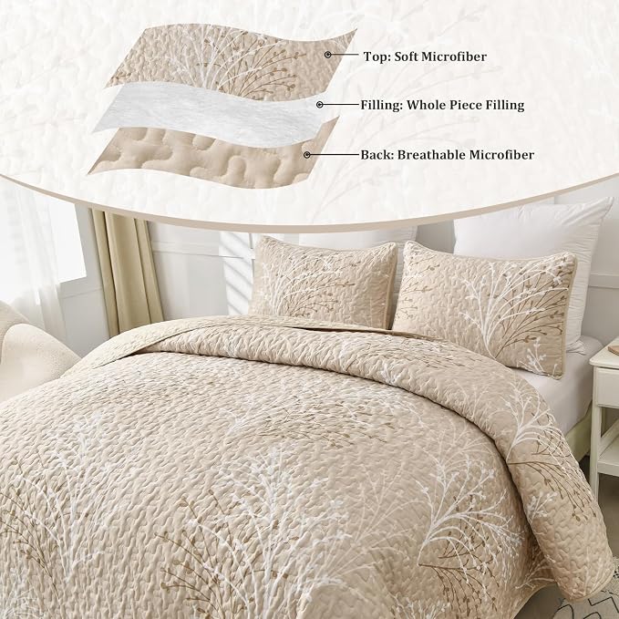 DJY Beige Quilt Set King Size - Image 4