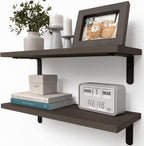 RICHER HOUSE Rustic Wood Floating Shelves, 2-Set Wall Mounted Shelves, 16In | by RicherHouse