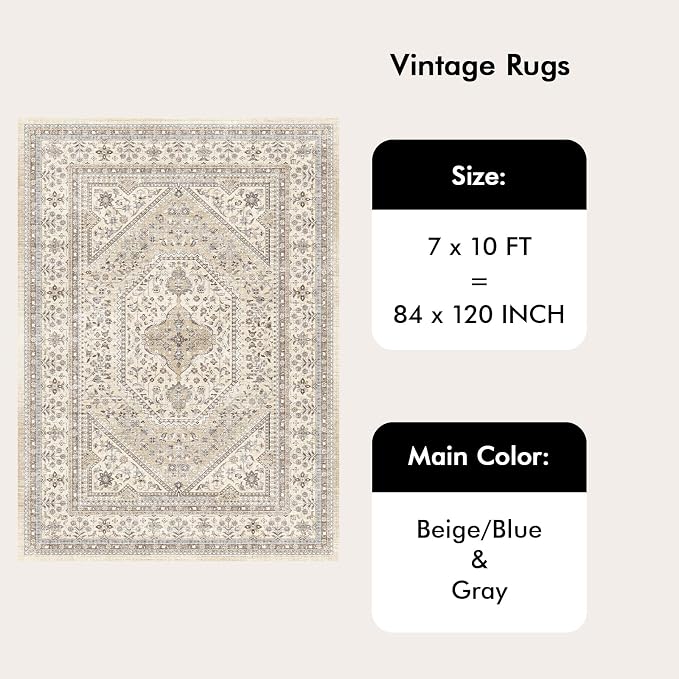 7x10 Washable Area Rug for Living Room - Image 8