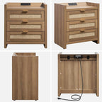 SICOTAS Rattan Nightstand for Bedroom, Bedside Table - Image 8