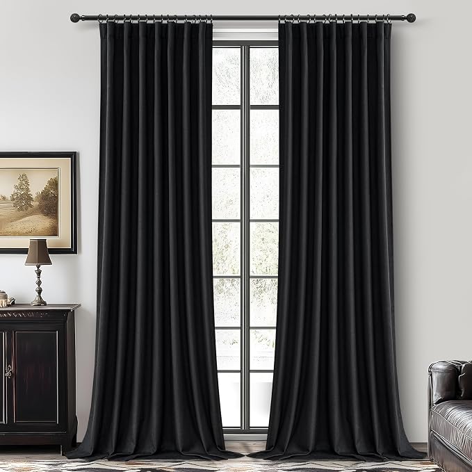 QJmydeco Black Curtains for Bedroom 90 Inch Long 2 Panels Set by QJMYDECO