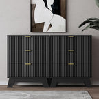 Night Stand Set 2, Bedside Table & End Table, Mid Century Modern Fluted Wood by WODEER