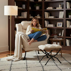 Lazy Chair with Ottoman, Comfy Accent Reading Chair, Removable Cover, with - Image 7