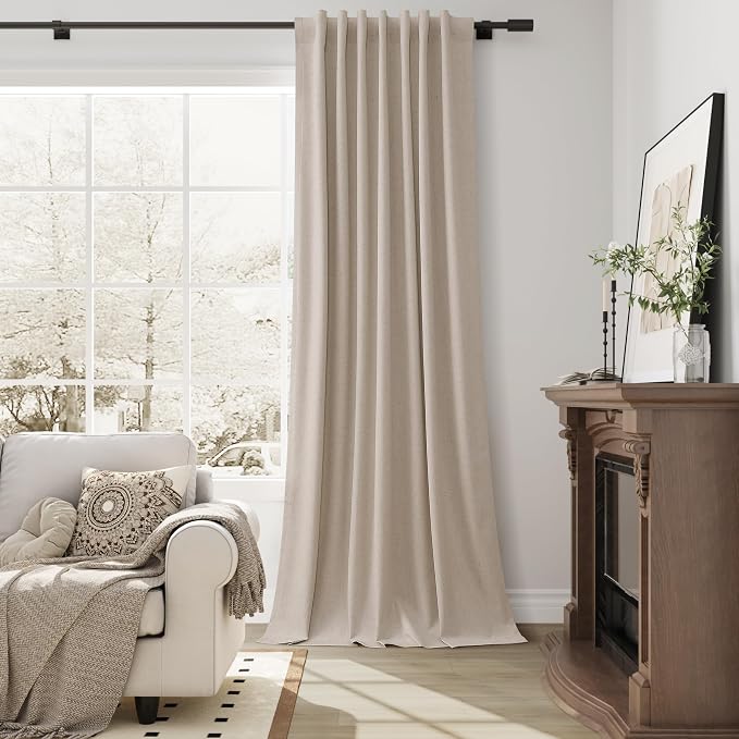 Extra Long 100% Blackout Linen Curtains 120 Inch Long 10 FT - Image 5