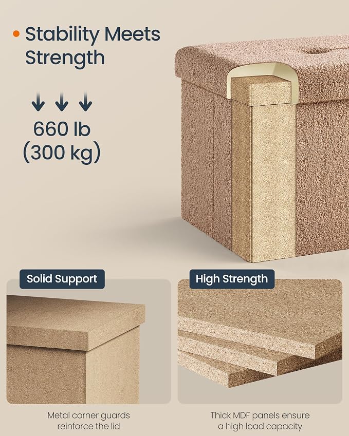 SONGMICS Small Folding Storage Ottoman, Foot Rest Stool, Ottoman - Image 6