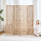 Leaf-Carved Room Divider Privacy Screen - Image 8