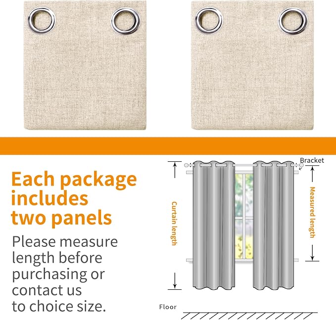 YoungsTex Warm Beige Linen Blackout Curtains - Image 7