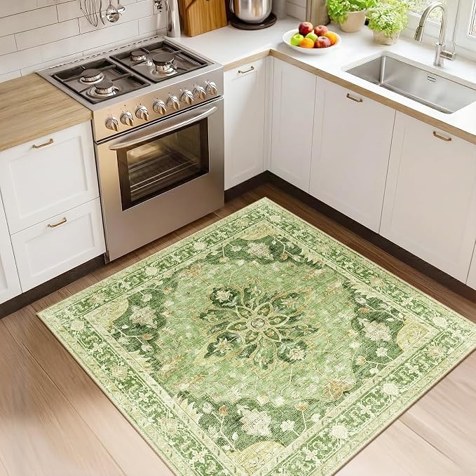 RELEANY Washable Area Rug, Square 4'x4', Water Repellent, Pet Friendly by RELEANY