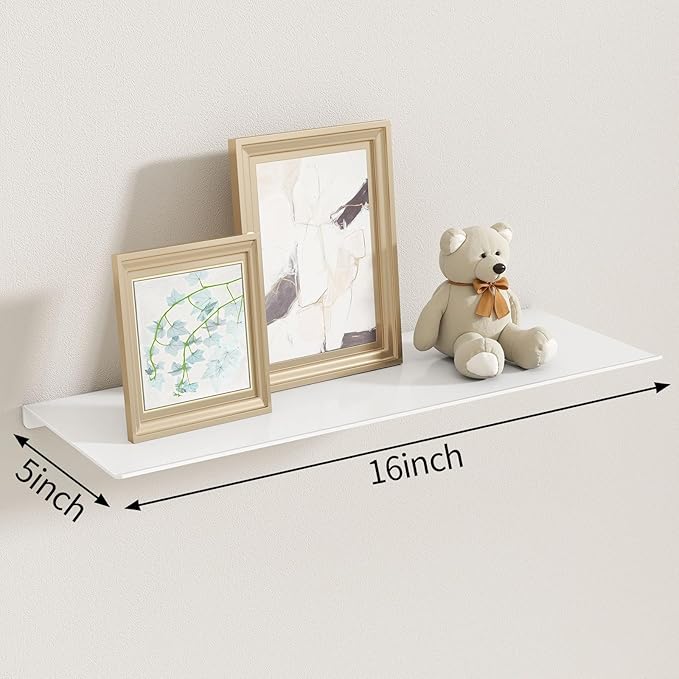 MKO 16" Floating Shelves for Wall, Metal Wall Mounted Shelf for Bathroom - Image 3