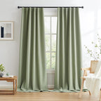 Blackout Linen Curtains for Bedroom Doorway Thermal Insulated Back Tab Pocket - Image 2