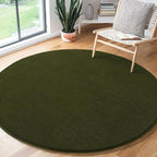 Olive Green Round Area Rugs 4ft Circle Rugs - Image 2