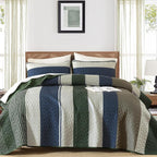 Dinjoy Queen Boho Striped Quilt Set, Breathable All-Season, 3-Piece Set Fits - Image 3