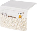 Mkono Macrame Bedside Caddy, Boho Bed Storage Organizer, 4 Pockets Ivory | Dorm by Mkono