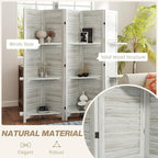 HOMCOM Room Divider with Shelves, 5 Panel, Distressed White | Wood Privacy - Image 5