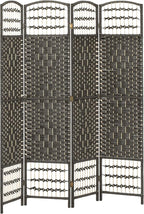 HOMCOM 4 Panel Room Divider, Folding Privacy Screen, Dark Gray | Room Separator by HOMCOM