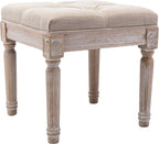 chairus Square Foot Stool with Button Tufted Seat, Small Fabric Upholstered by CHAIRUS
