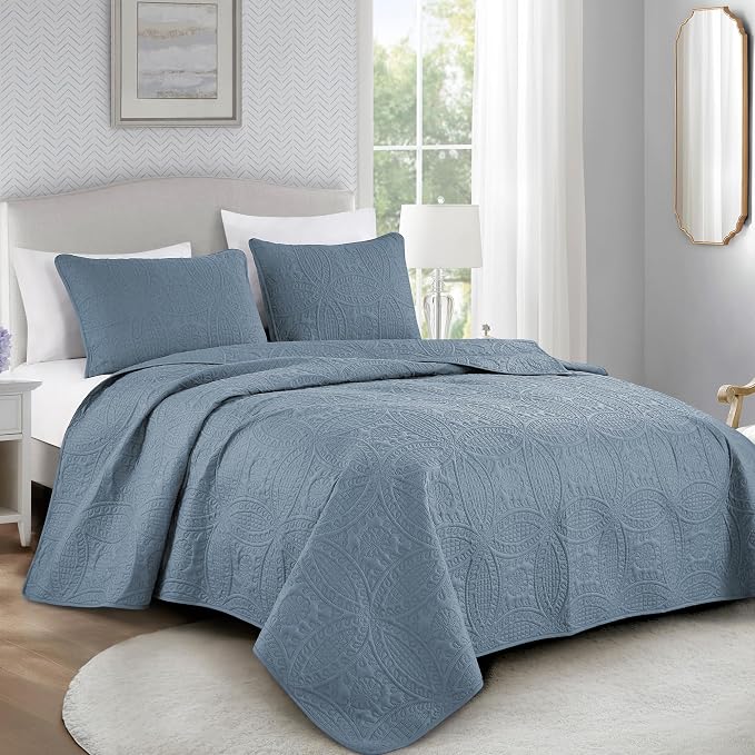Chezmoi Collection Austin Full/Double Oversized Bedspread Set, 3-Piece Pinsonic by ChezmoiCollection