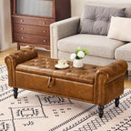 Storage Ottoman Bench, Leather Benches End of Bed Bench - Image 8