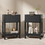 Nasonet Night Stand Set 2, Fluted Nightstand by Nasonet
