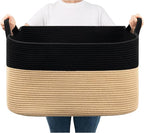 Goodpick Large Woven Blanket Basket, Bedroom & Nursery Organization, Reinforced by Goodpick