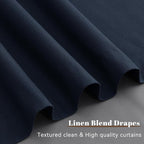 Navy Blue 100% Blackout Linen Curtains - Image 8