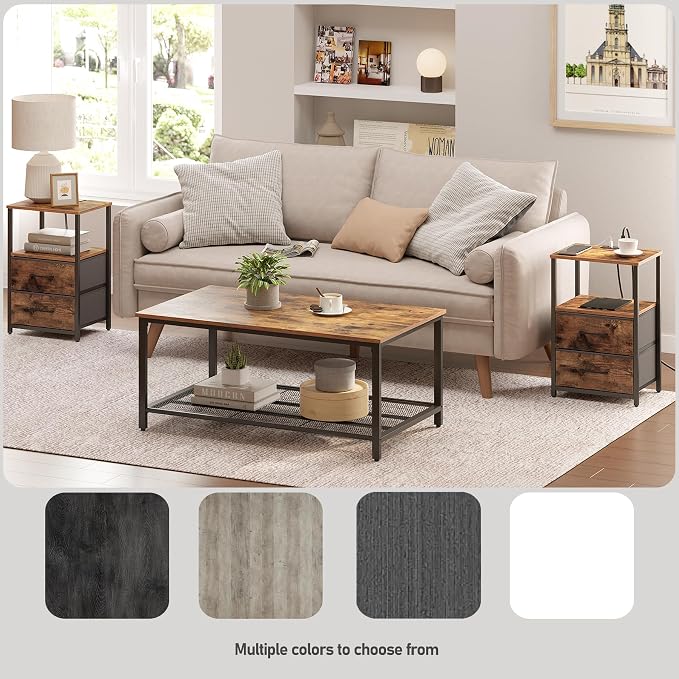 TUTOTAK Nightstands Set of 2, LED End Table - Image 7