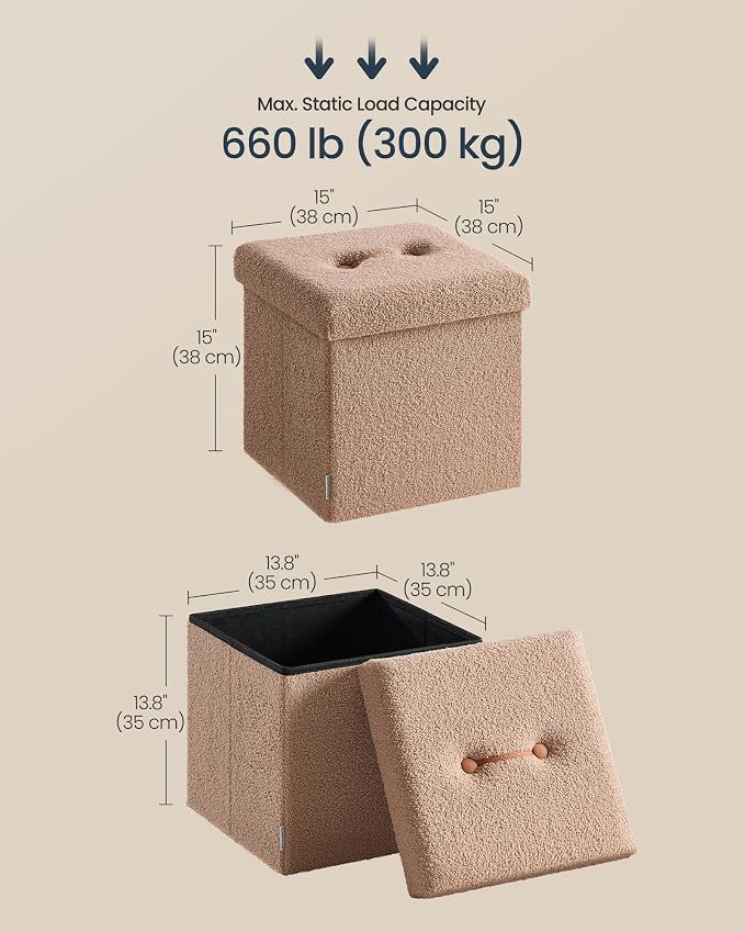 SONGMICS Small Folding Storage Ottoman, Foot Rest Stool, Ottoman - Image 3