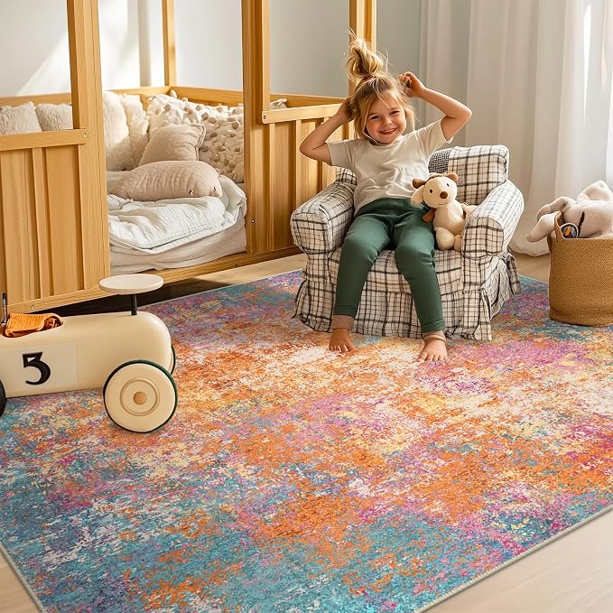 RELEANY Washable 4'x6' Abstract Area Rug - Image 3