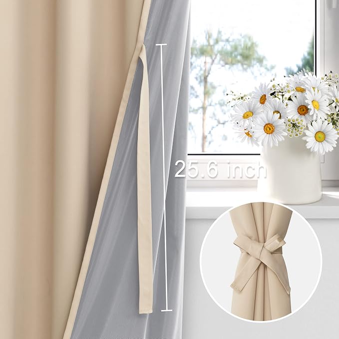 XWZO 100% Blackout Curtains 2 Panels Set - Image 3