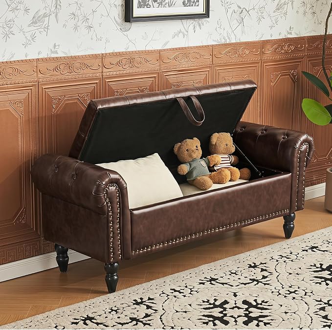51” End of Bed Storage Bench, Bedroom Bench - Image 5