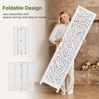 Leaf-Carved Room Divider Privacy Screen - Image 3
