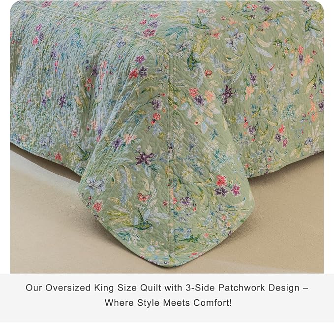 Lady Ann 100% Cotton Floral Cal King Quilt Set - Image 4