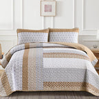 WONGS BEDDING Brown King Quilt Bedding Set, Bohemian Stripe Bedspread | - Image 8