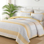WONGS BEDDING Boho Stripe Full Size Quilt Bedding Set, Soft Microfiber by WONGSBEDDING