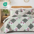 Dinjoy Boho Quilt Set Queen Size, Patchwork Floral Bedspreads, Reversible - Image 3
