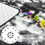 2x3 Tie-Dyed Black and White Fluffy Area Rug Non-Slip - Image 5