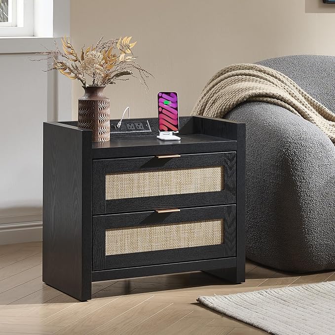 SICOTAS Rattan Night Stand Bedside Table : Nightstand - Image 6